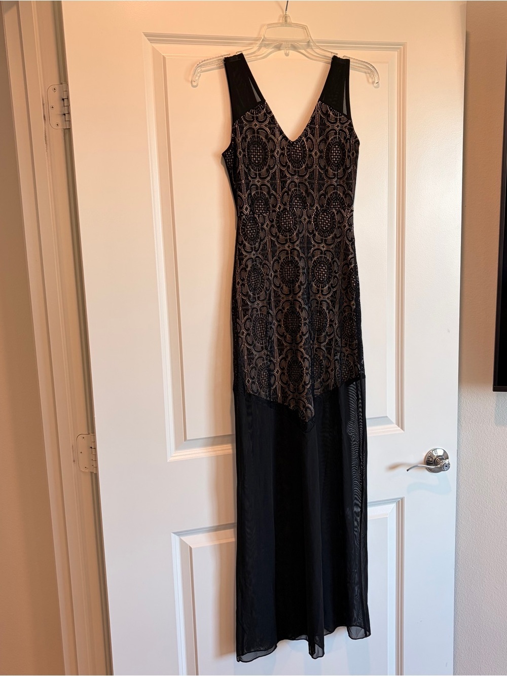 NEW Manito black/nude lace long dress